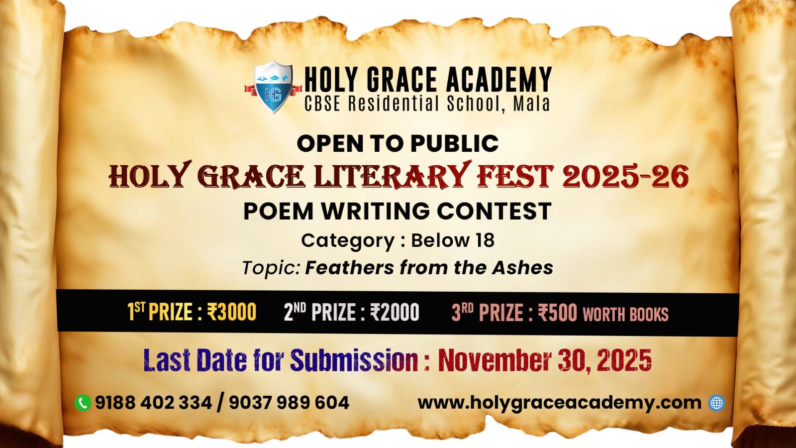 Holy Grace Literary Fest Banner